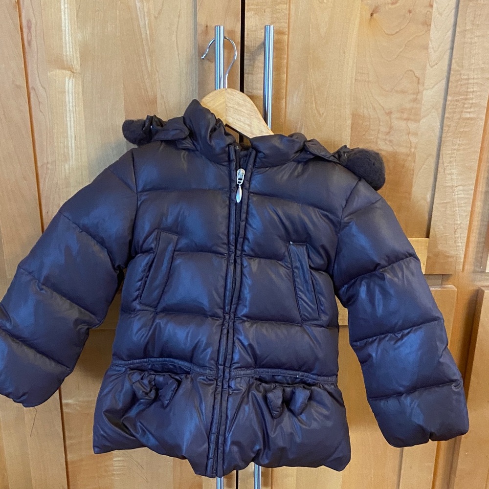 Chocolate Brown Down Puffer Jacket with Hood